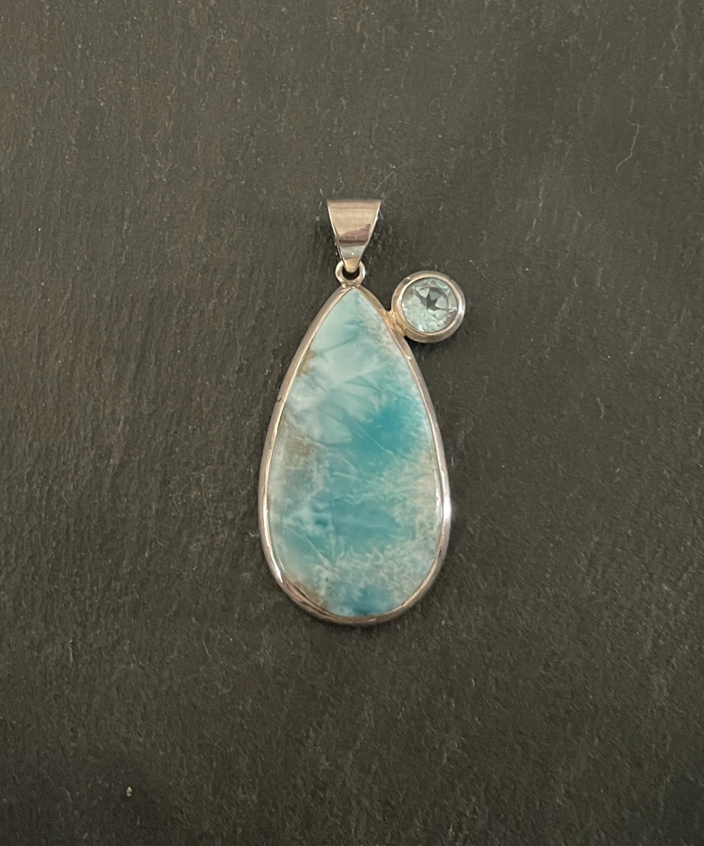 Larimar and Blue Topaz Teardrop Pendant image 0