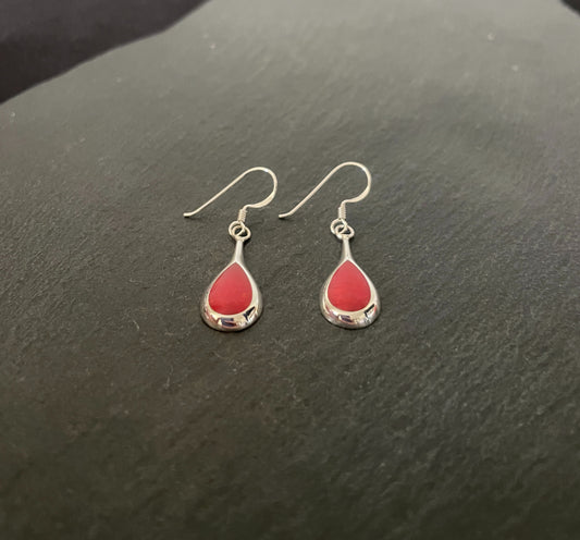 Coral Teardrop Earrings image 1