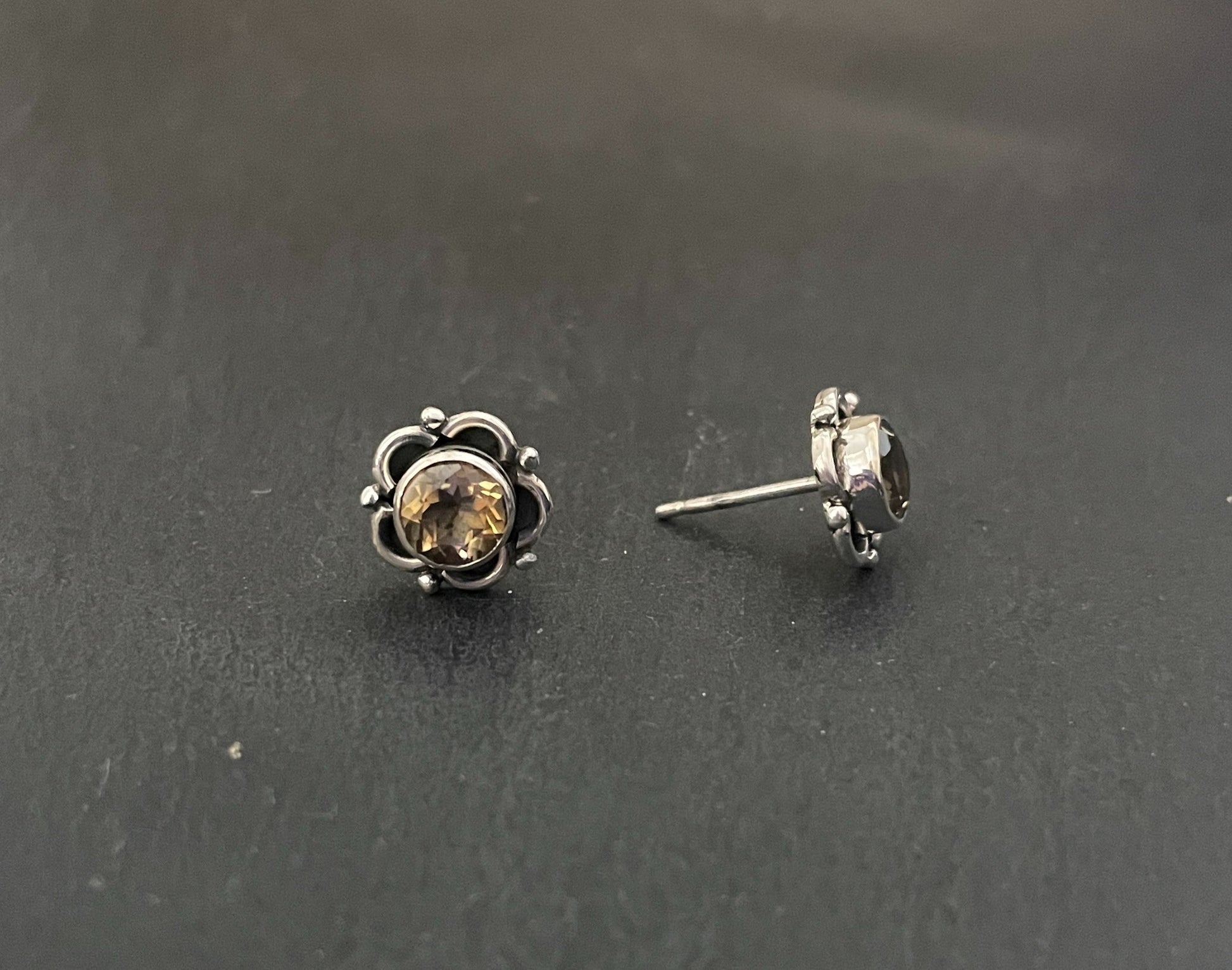 Citrine Round Stud Earrings image 1