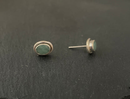 Emerald Oval Stud Earrings image 1