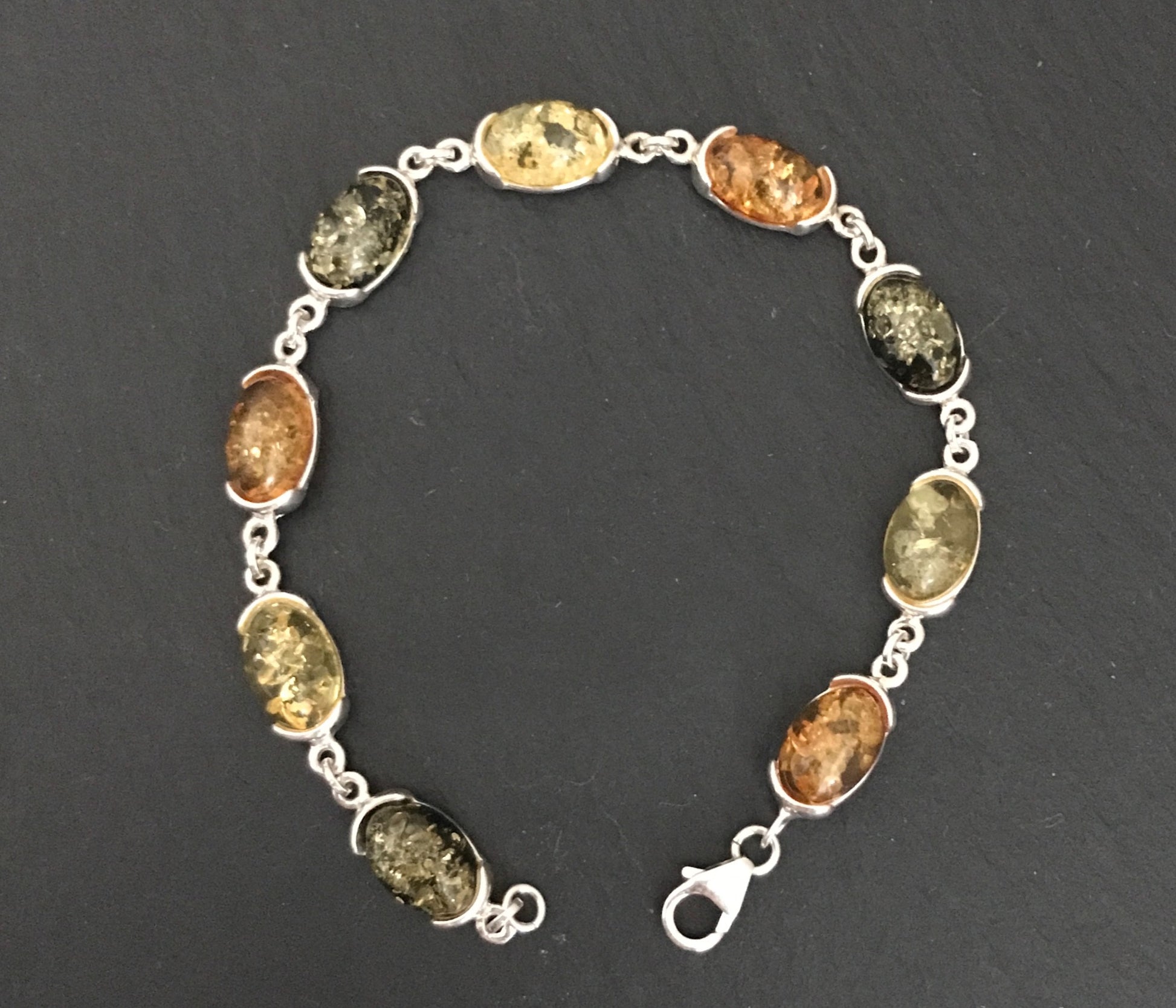Tri-Colour Amber and Silver Bracelet image 0
