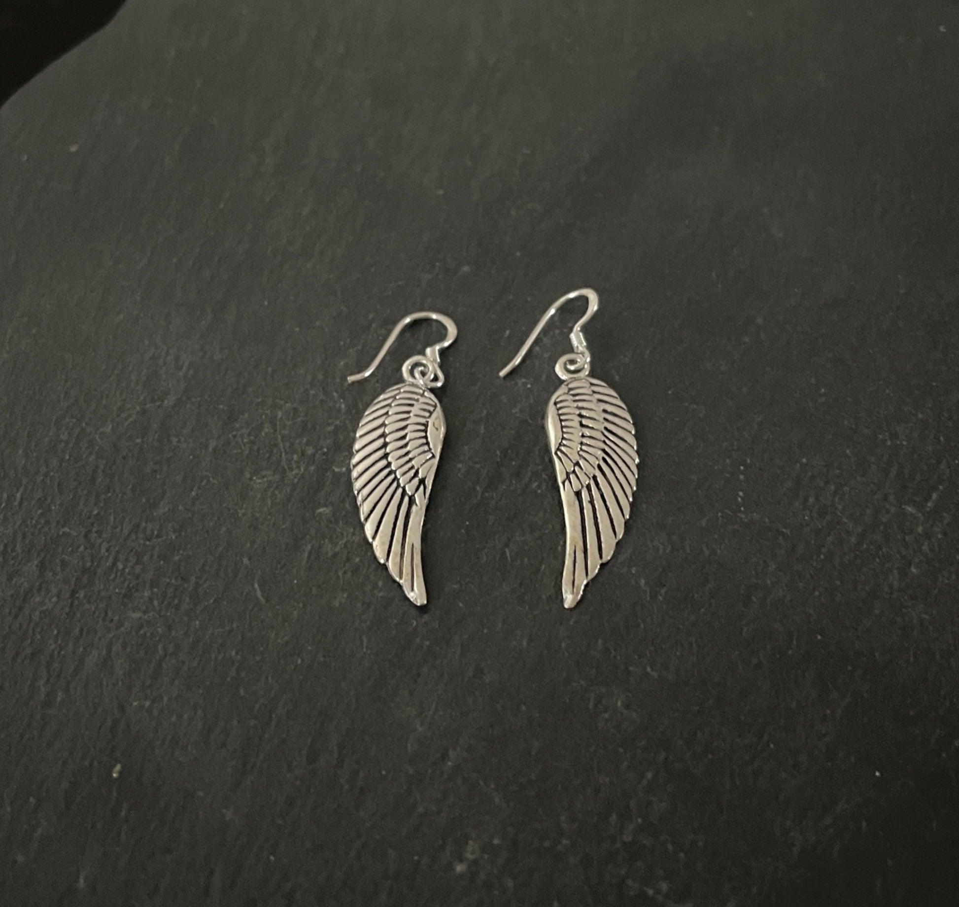 Silver Angel Wing Earrings image 1