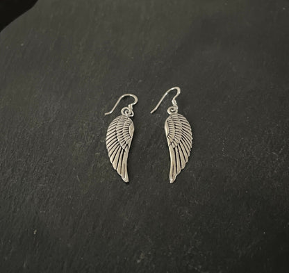 Silver Angel Wing Earrings image 1