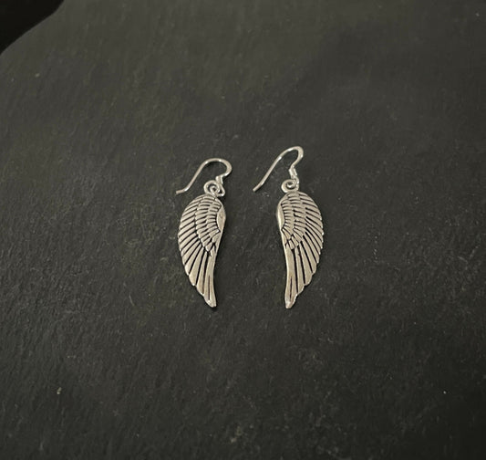 Silver Angel Wing Earrings image 1