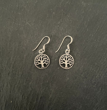 Silver Tree Of Life Drop Earrings image 0