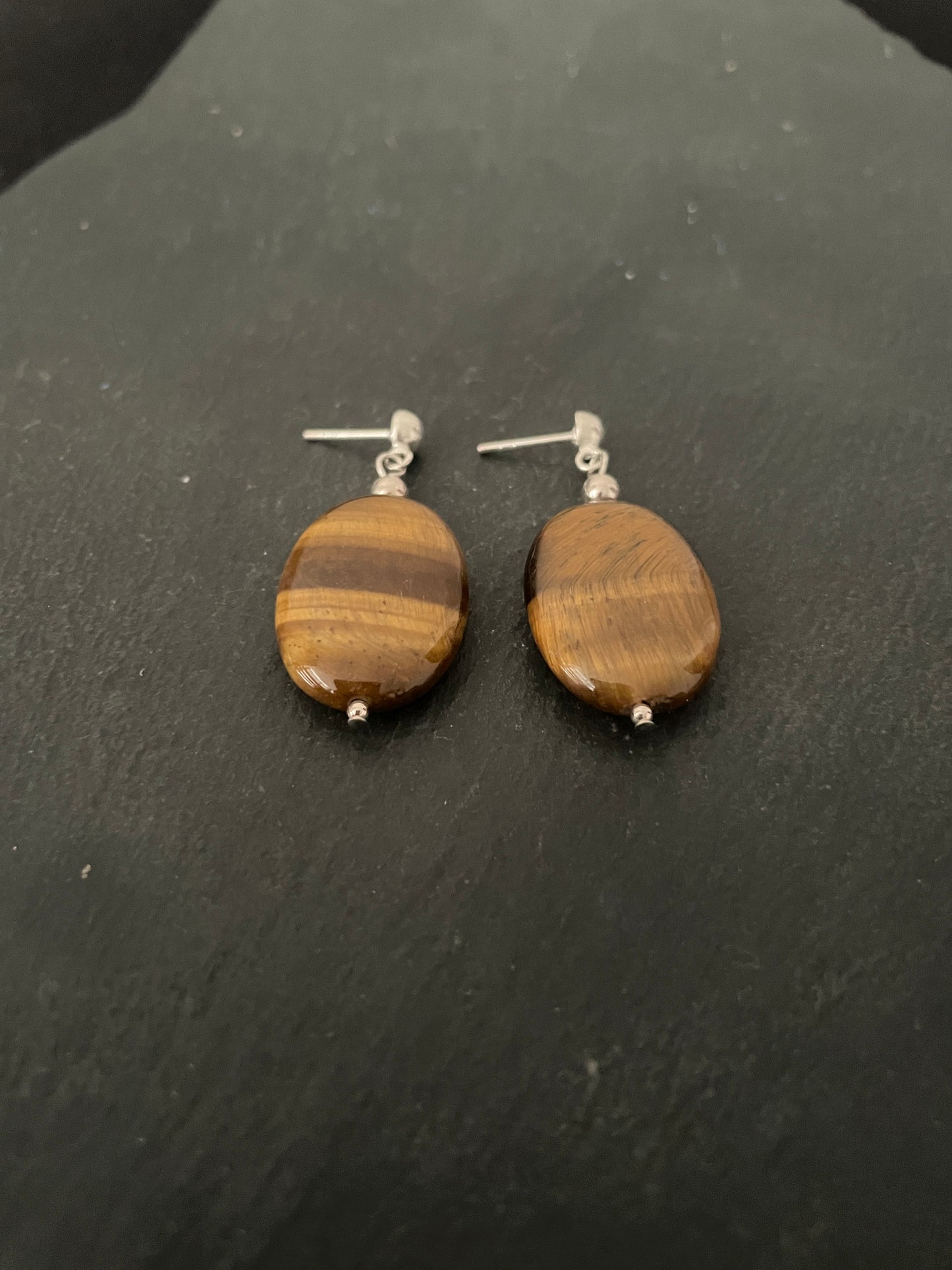 Tiger's Eye Oval Earrings image 1