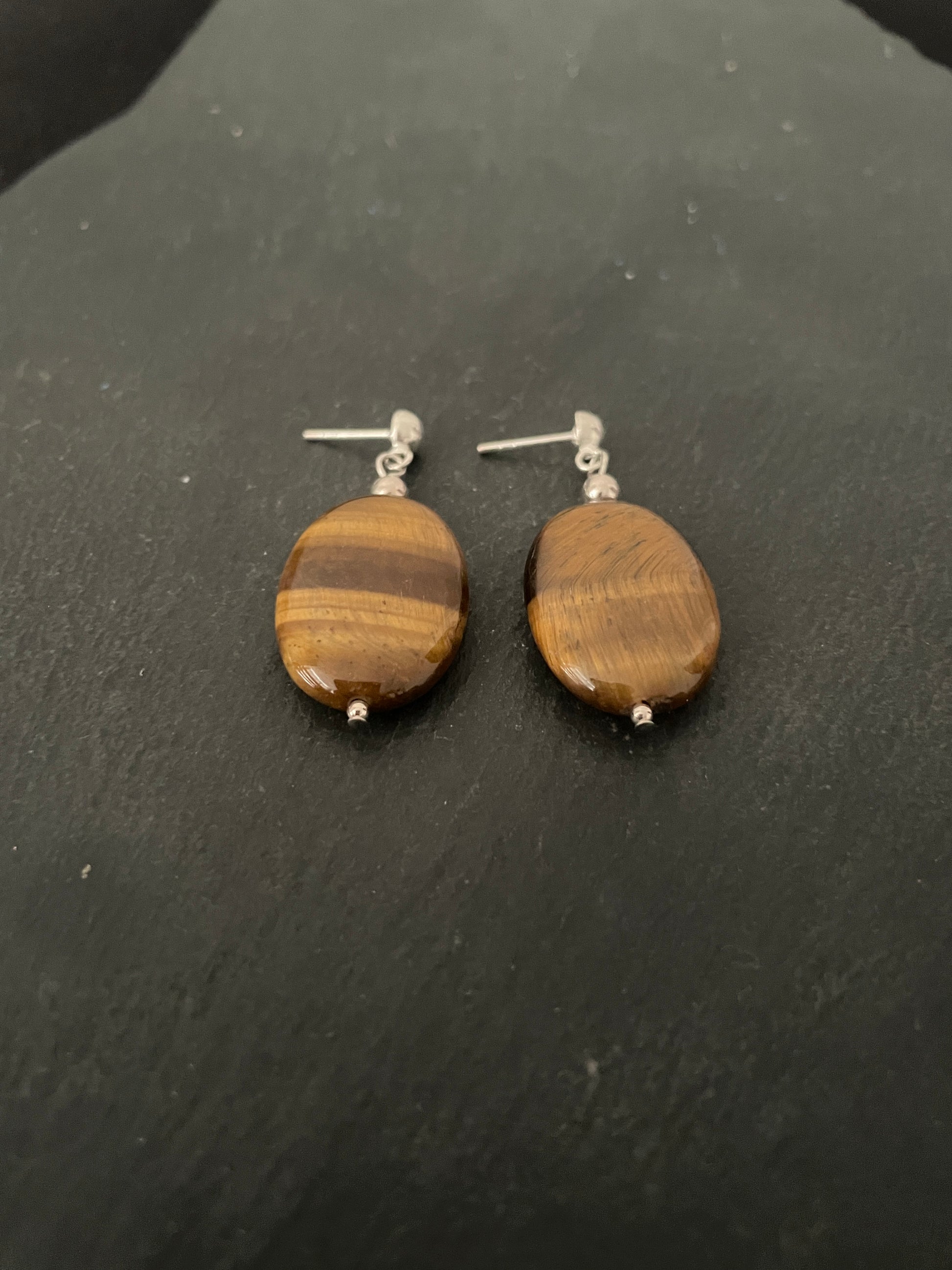 Tiger's Eye Oval Earrings image 1
