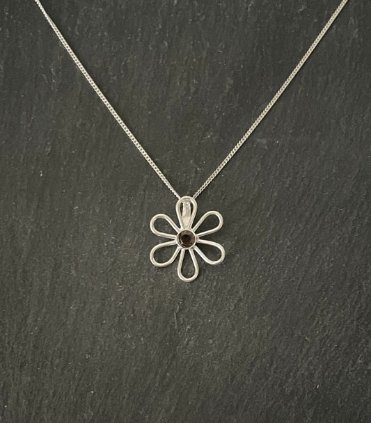 Smokey Quartz Flower Pendant image 0
