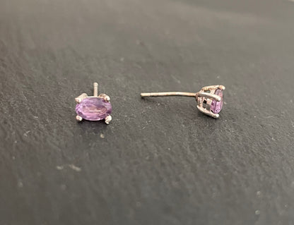 Amethyst Oval Stud Earrings image 1