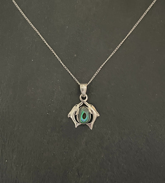 Paua Shell Dolphin Pendant image 0
