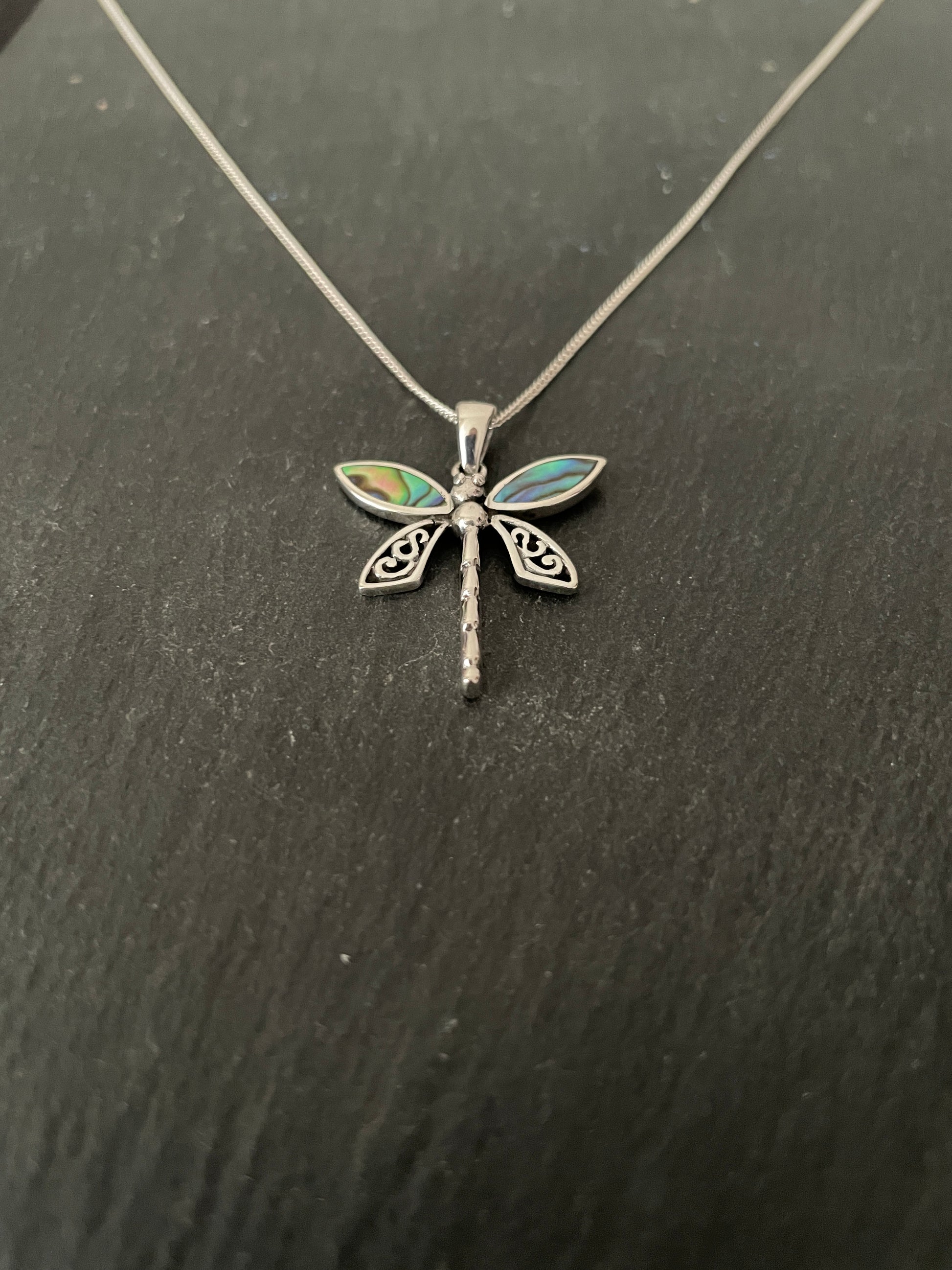 Paua Shell Dragonfly Pendant image 1