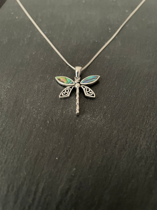 Paua Shell Dragonfly Pendant image 1