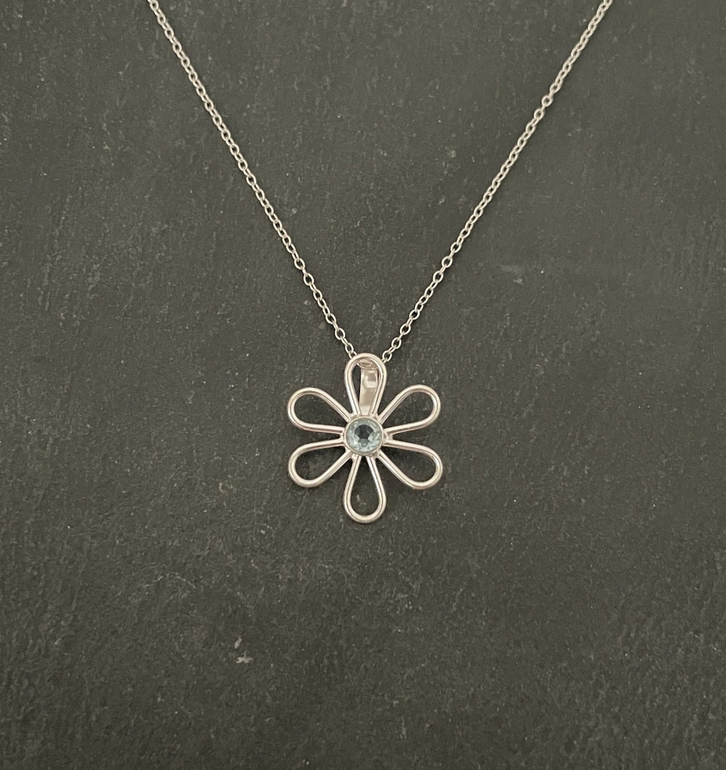 Blue Topaz Flower Pendant image 0