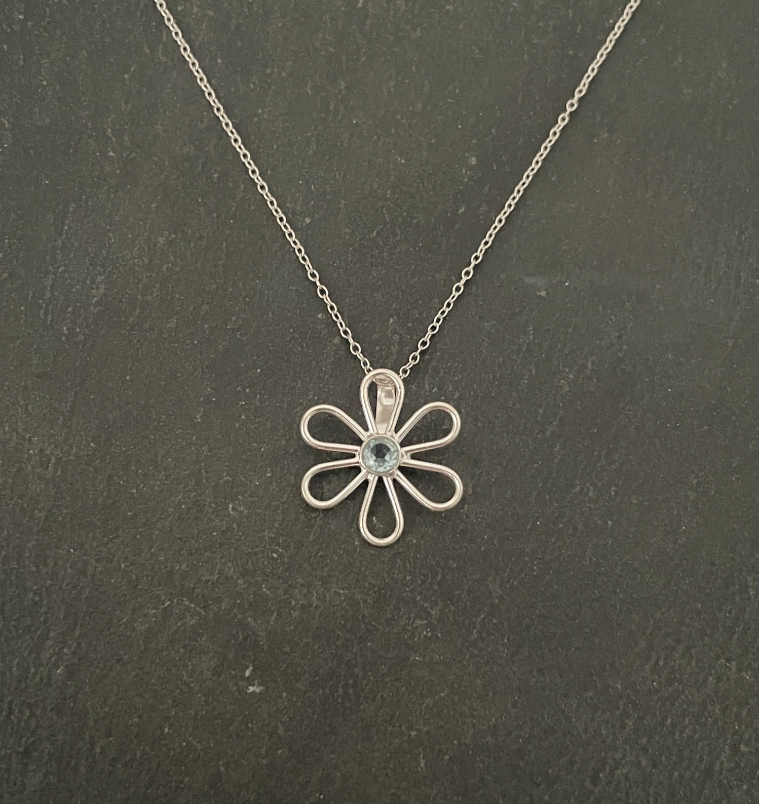 Blue Topaz Flower Pendant image 0
