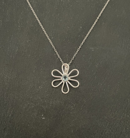 Blue Topaz Flower Pendant image 0