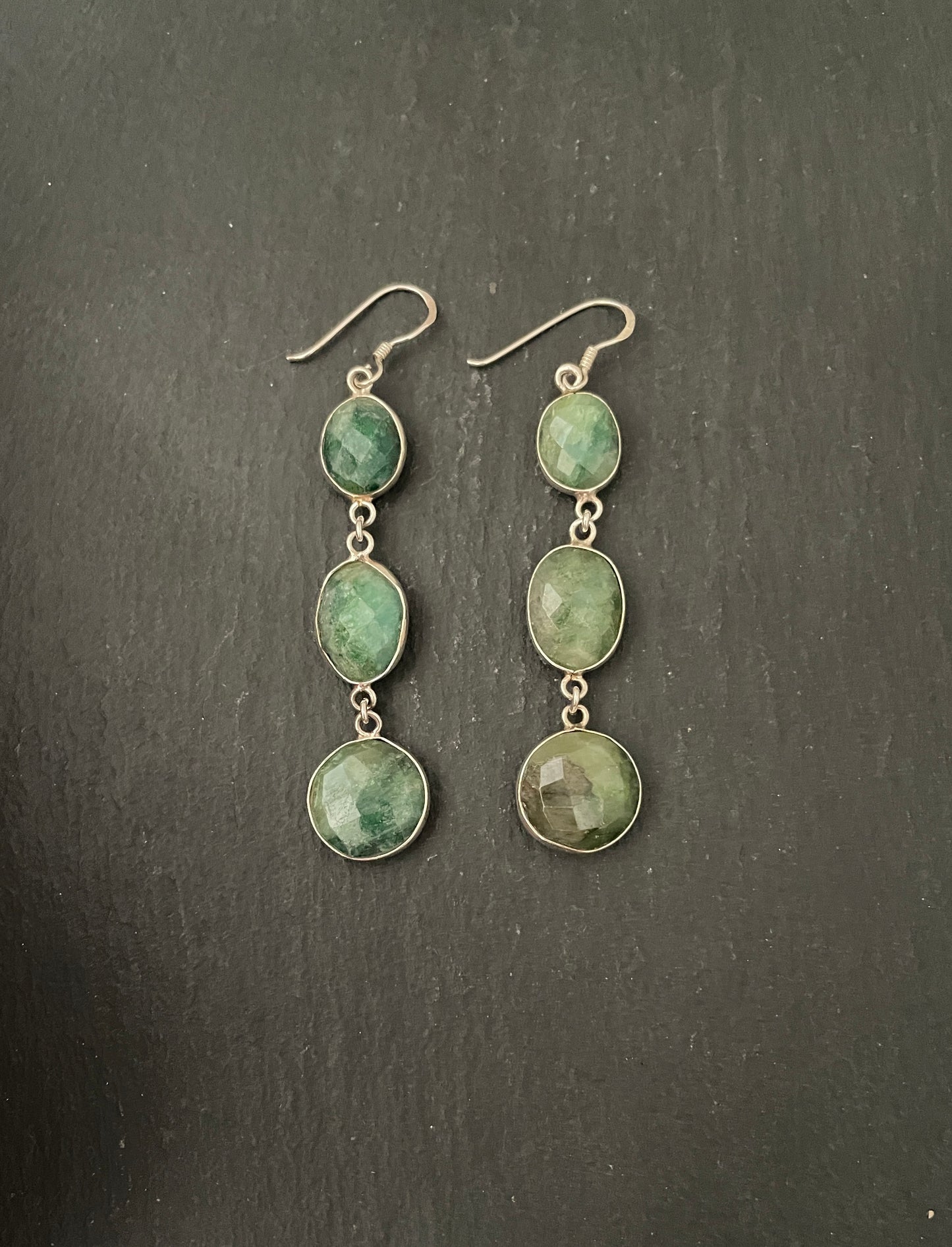 Emerald and Silver Earrings image 0