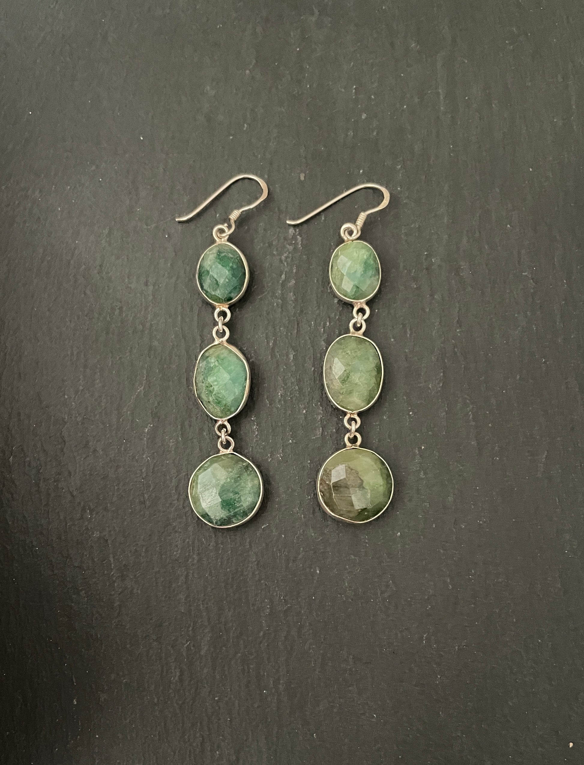 Emerald and Silver Earrings image 0
