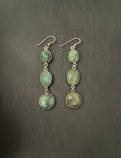 Emerald and Silver Earrings image 0