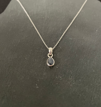 Sapphire and Silver Teardrop Pendant image 1