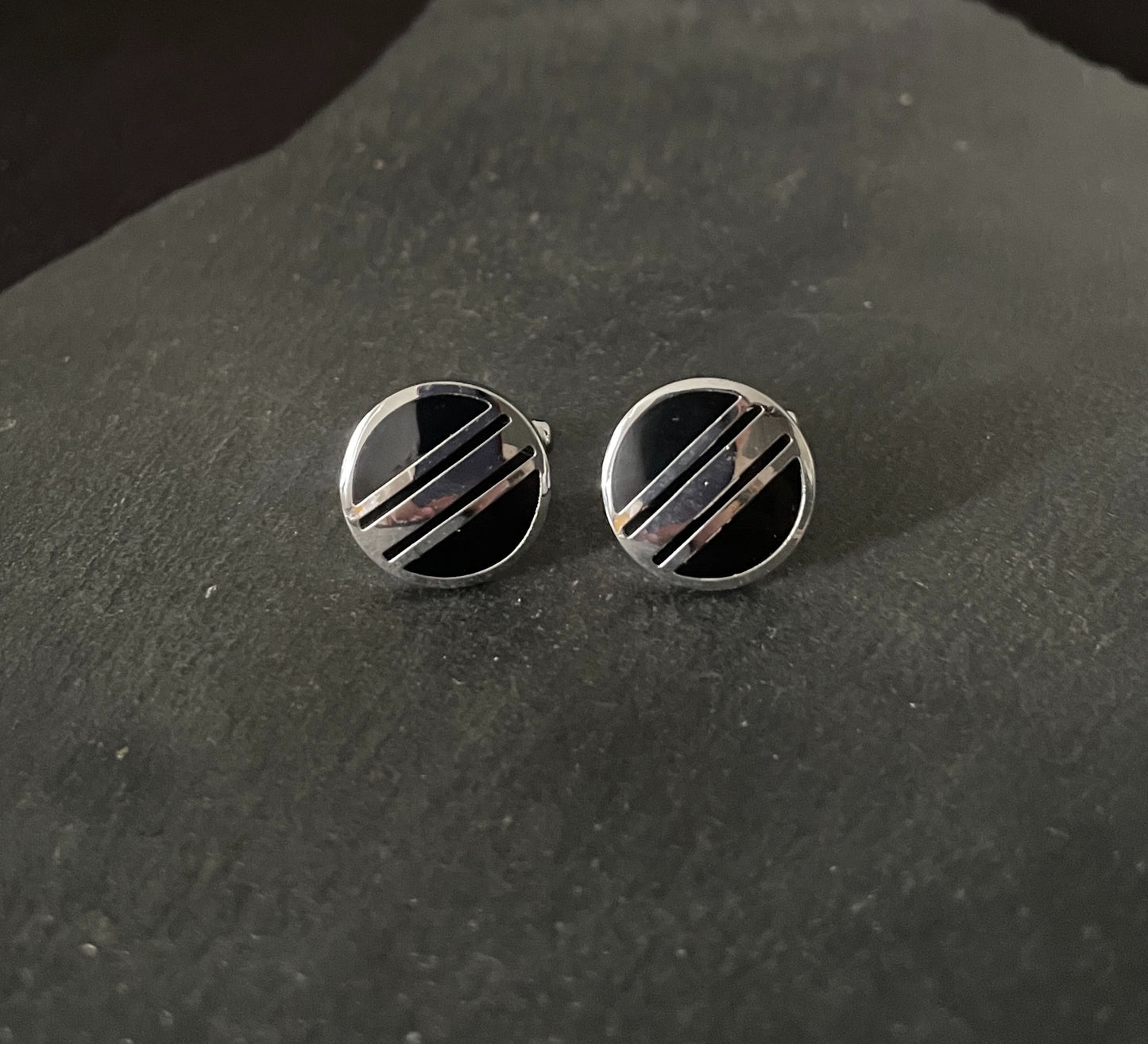 Round Black Cufflinks image 0