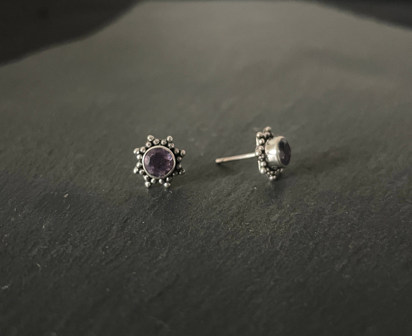 Amethyst Stud Earrings image 1