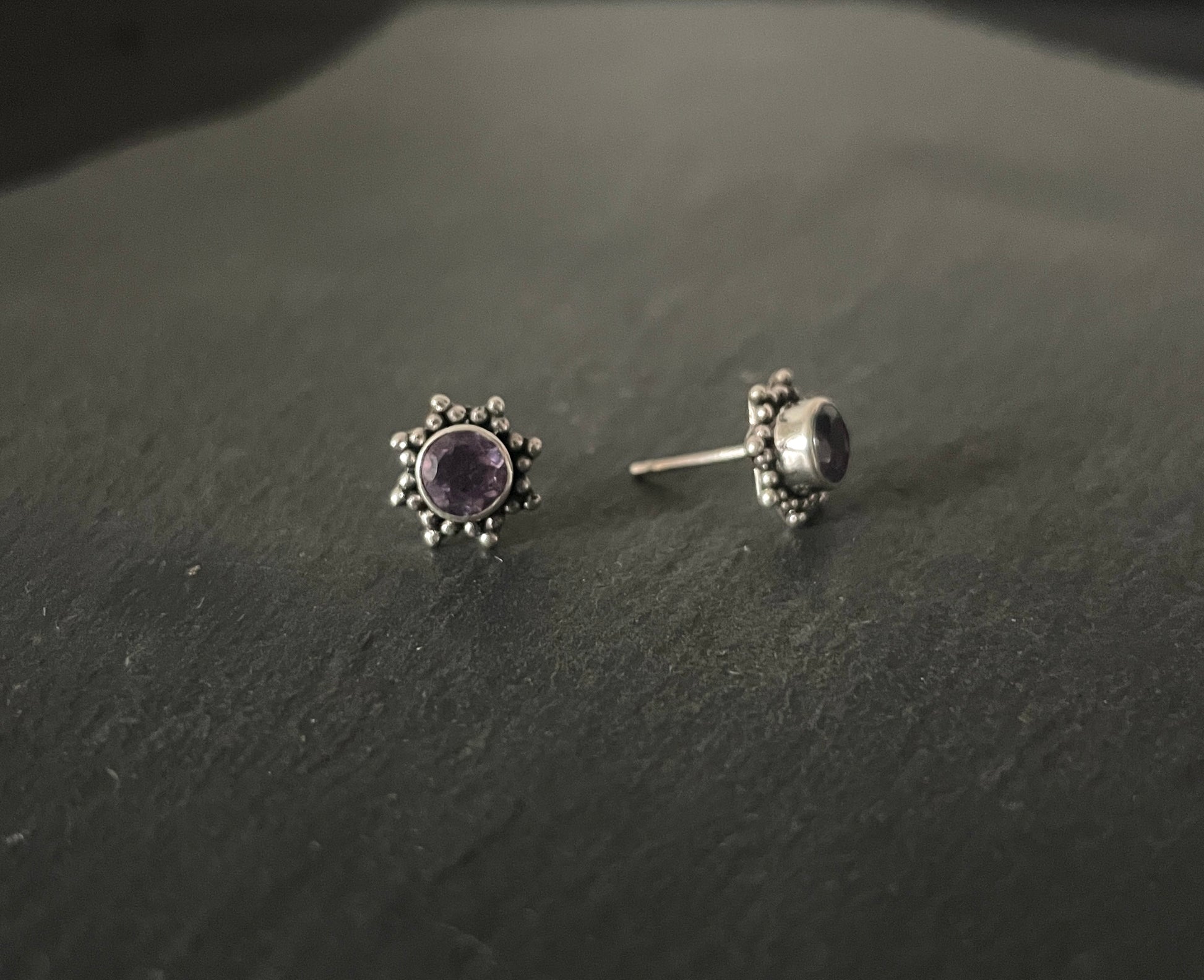 Amethyst Stud Earrings image 1