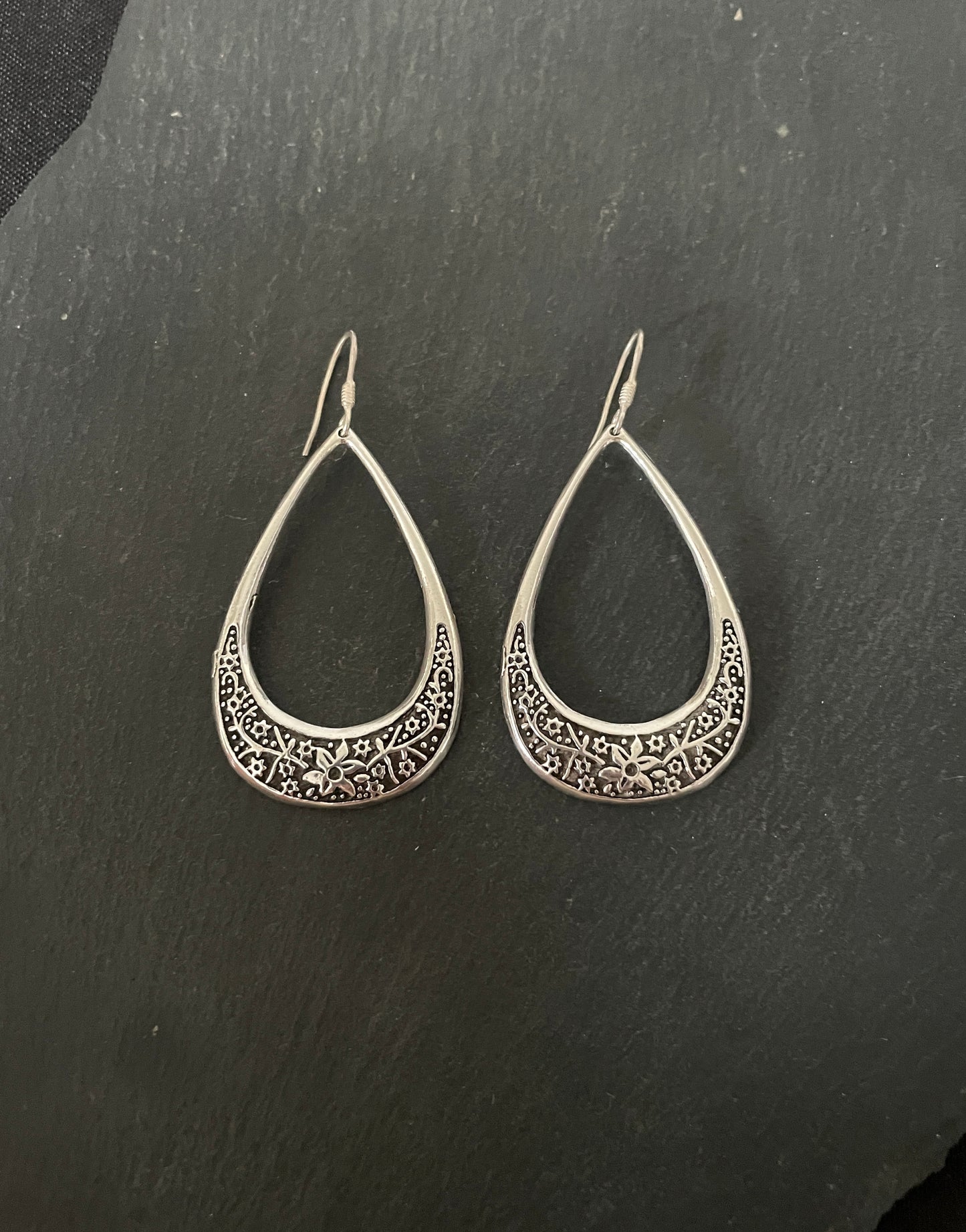 Silver Teardrop Drop Earrings image 0