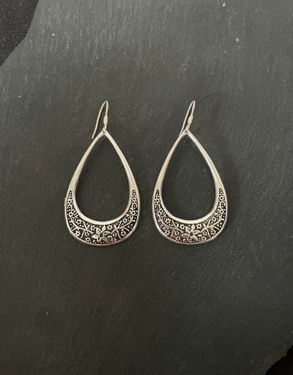 Silver Teardrop Drop Earrings image 0