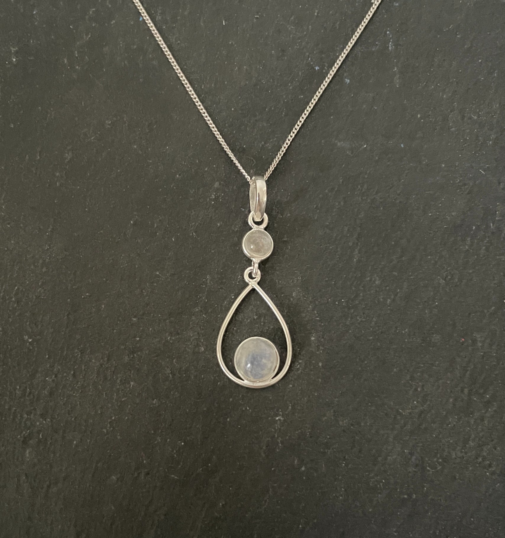 Moonstone and Silver Teardrop Pendant image 0