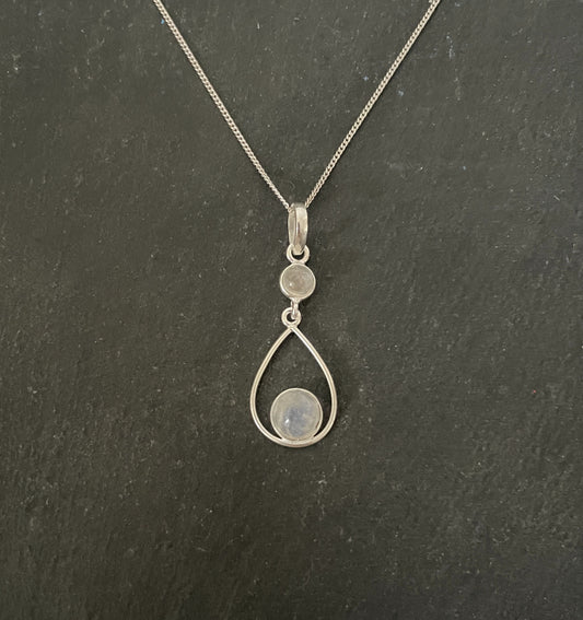 Moonstone and Silver Teardrop Pendant image 0