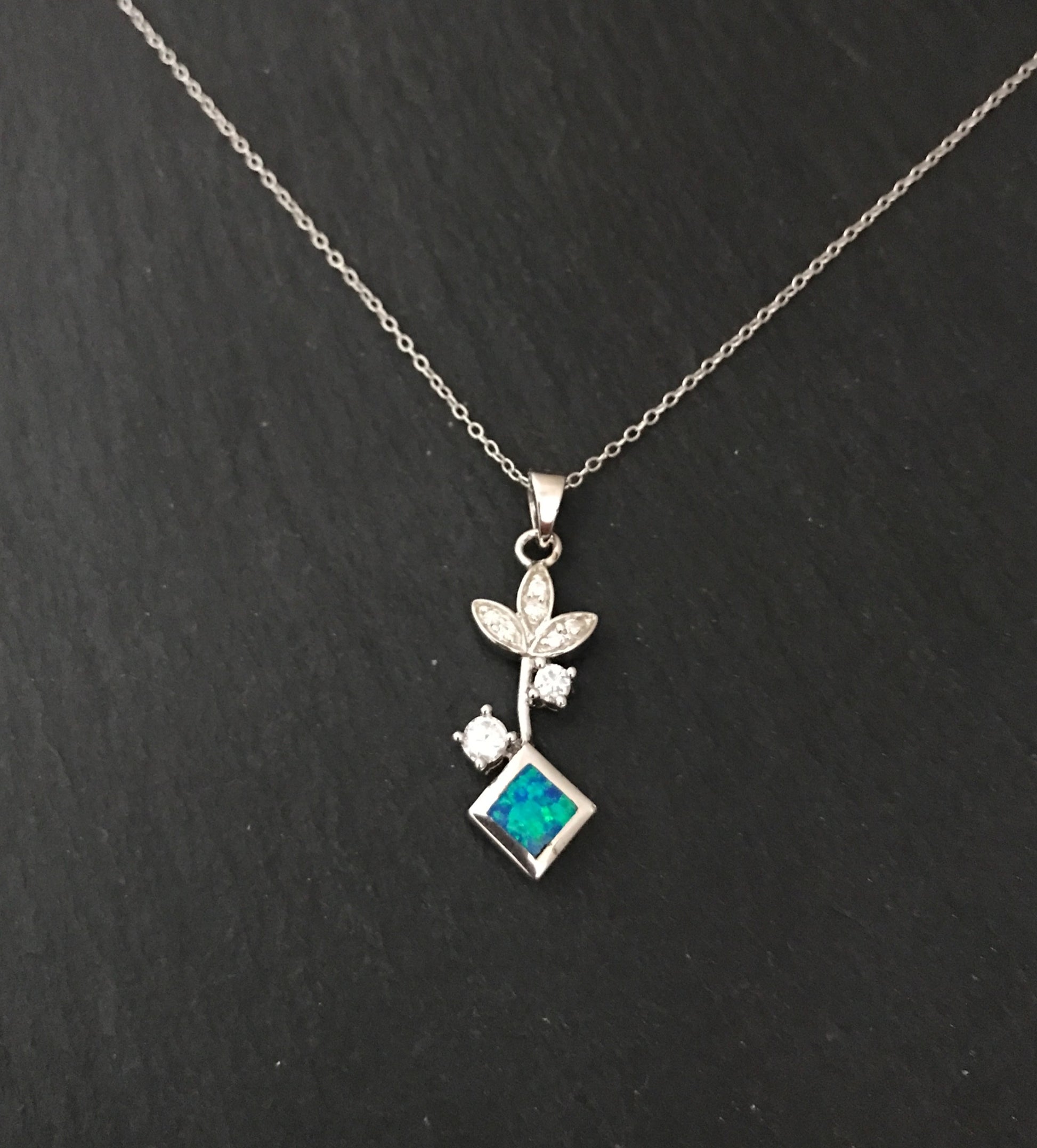 Synthetic Opal and Cubic Zirconia Pendant image 0
