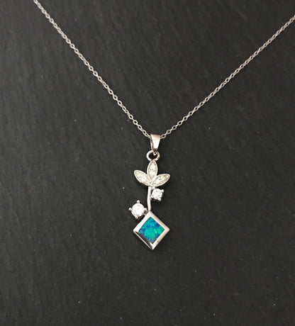 Synthetic Opal and Cubic Zirconia Pendant image 0