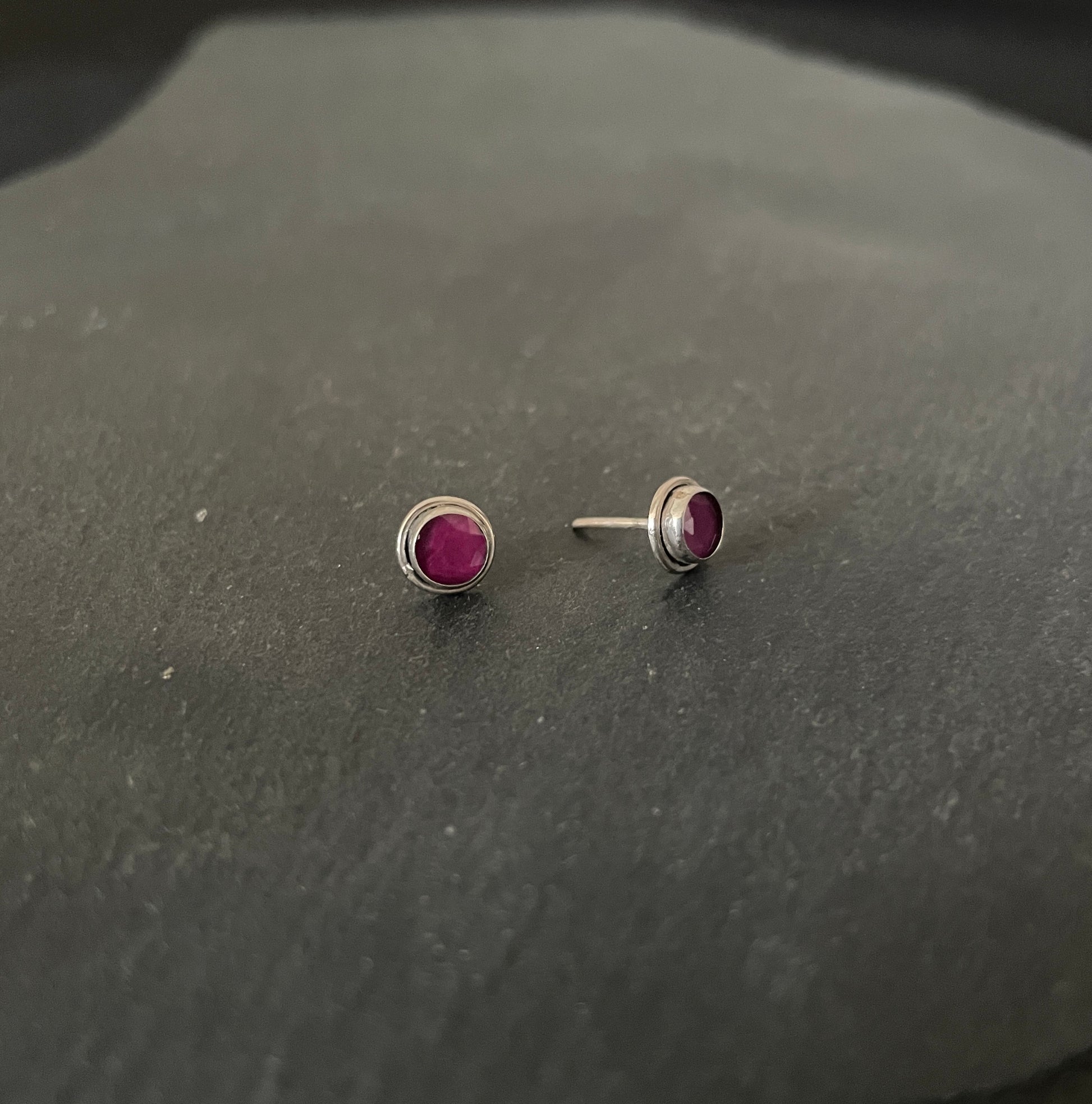 Round Ruby Stud Earrings image 1