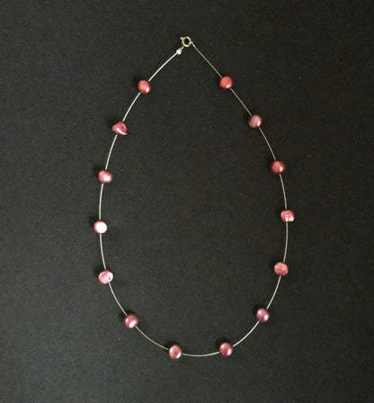 Dark Red Pearl Necklace image 0