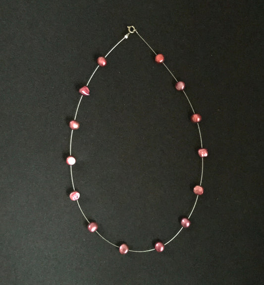 Dark Red Pearl Necklace image 0