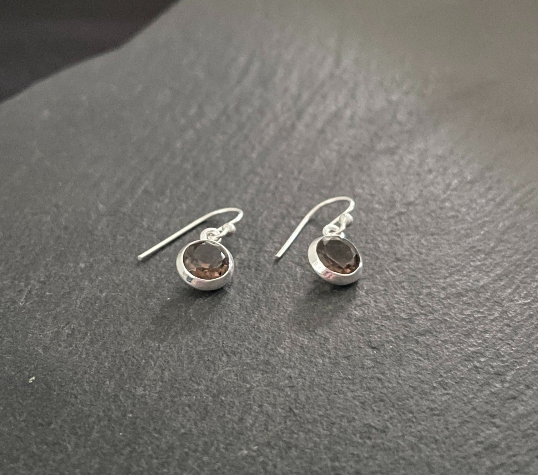 Smokey Quartz Round Drop Earrings image 1