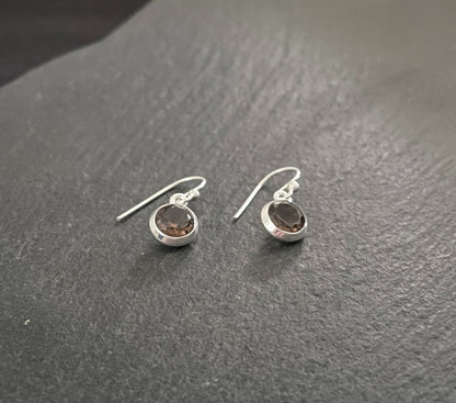 Smokey Quartz Round Drop Earrings image 1