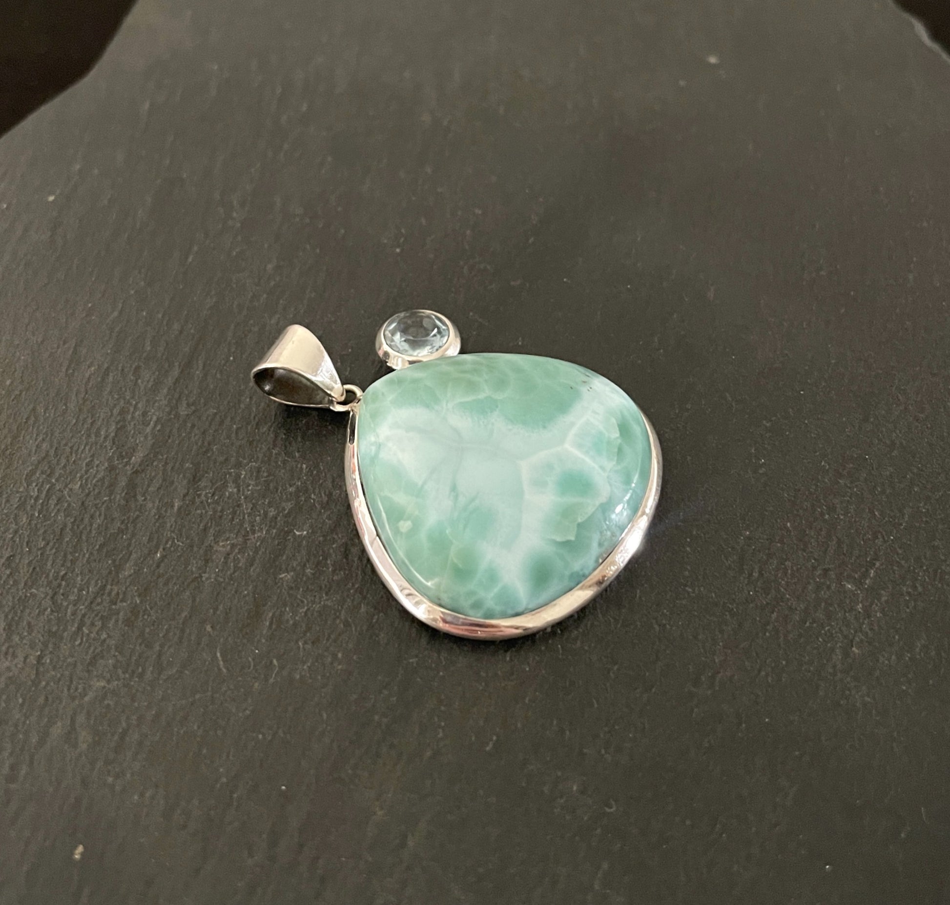 Larimar and Blue Topaz Teardrop Pendant image 3