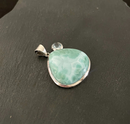 Larimar and Blue Topaz Teardrop Pendant image 3