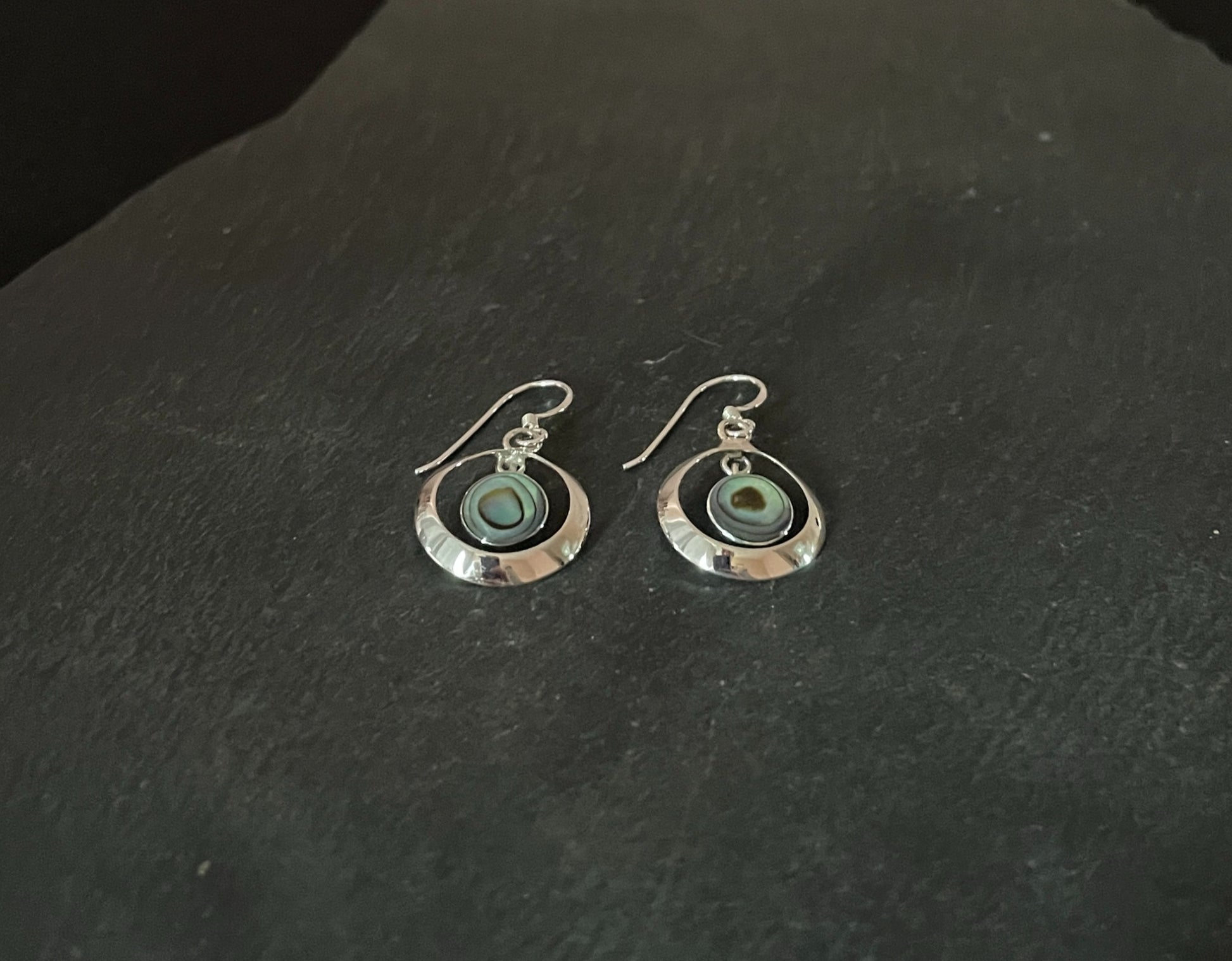Paua Shell Round Earrings image 1