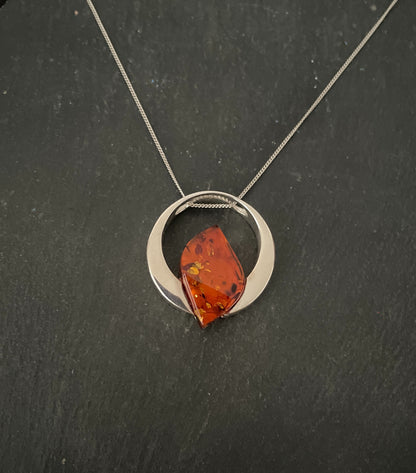 Amber and Silver Pendant image 0