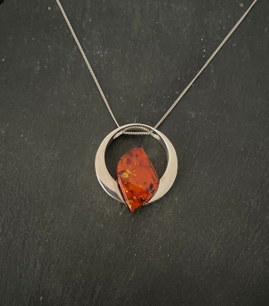 Amber and Silver Pendant image 0