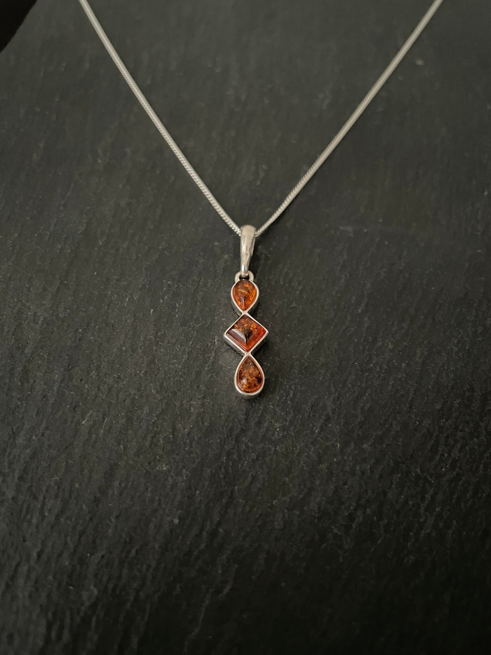 Amber and Silver Drop Pendant image 1