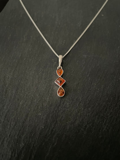 Amber and Silver Drop Pendant image 1