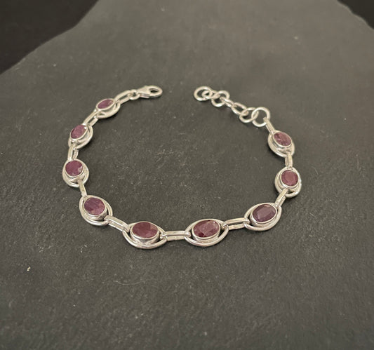 Ruby and Silver Oval Bracelet image 0