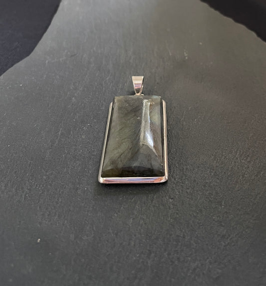 Labradorite and Silver Rectangle Pendant image 1