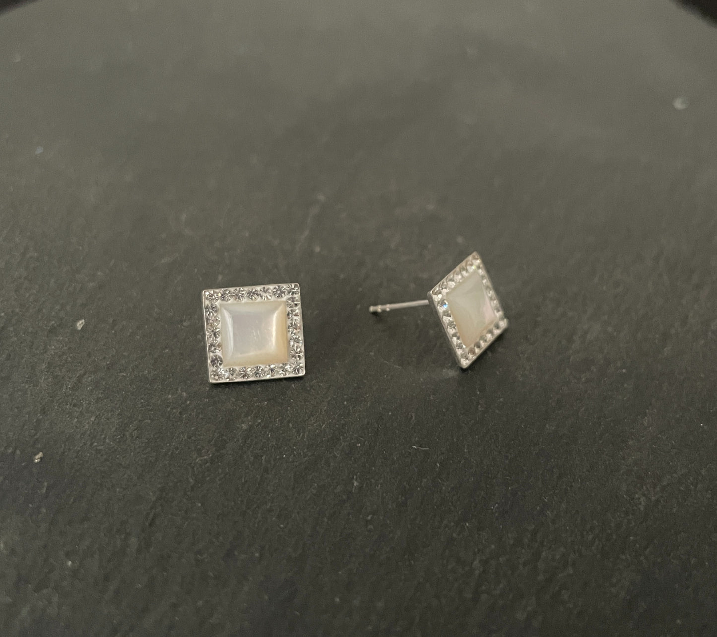 Mother of Pearl and Cubic Zirconia Stud Earrings image 1