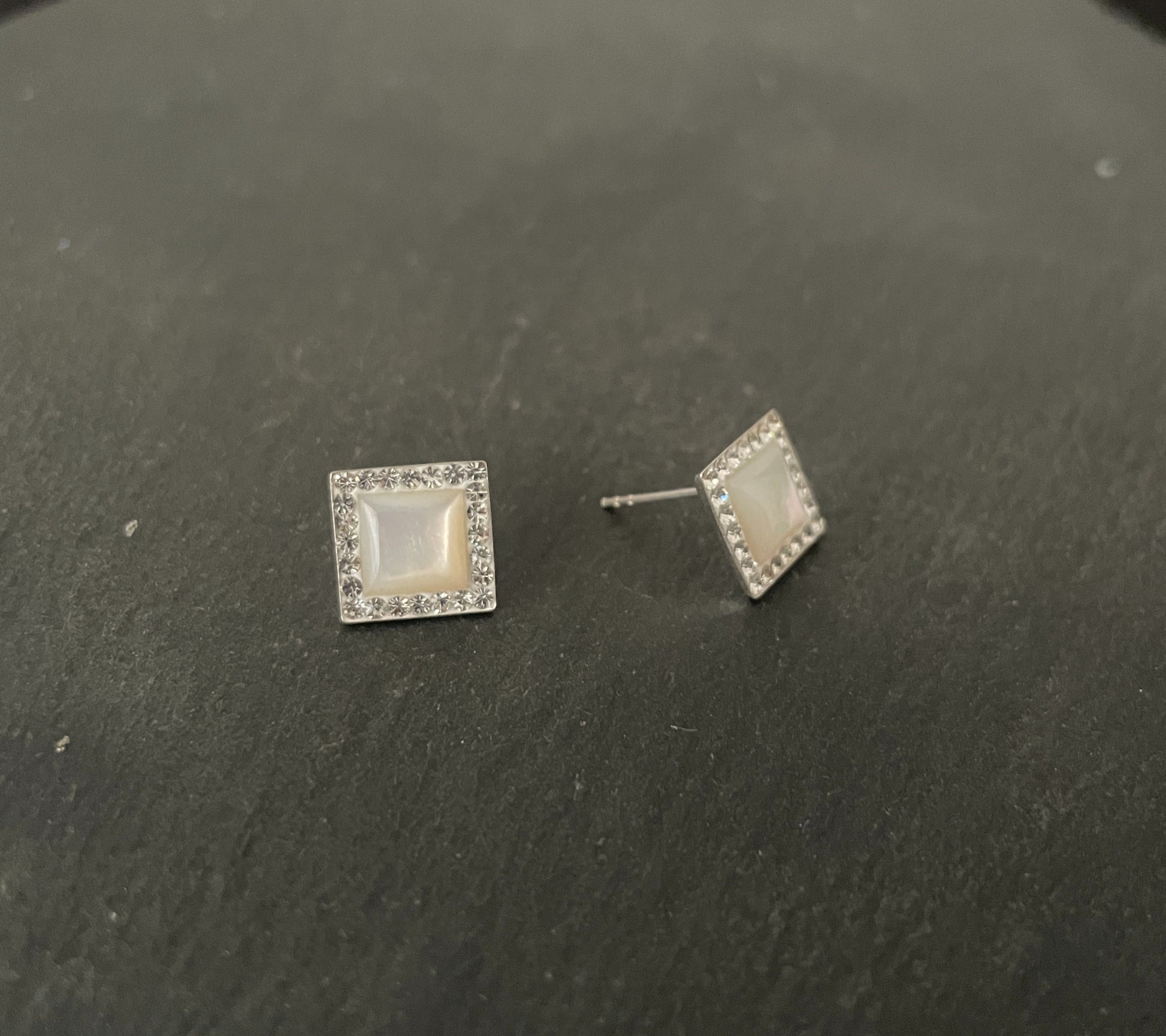 Mother of Pearl and Cubic Zirconia Stud Earrings image 1