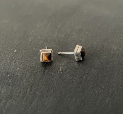 Tiger's Eye Square Studs image 1