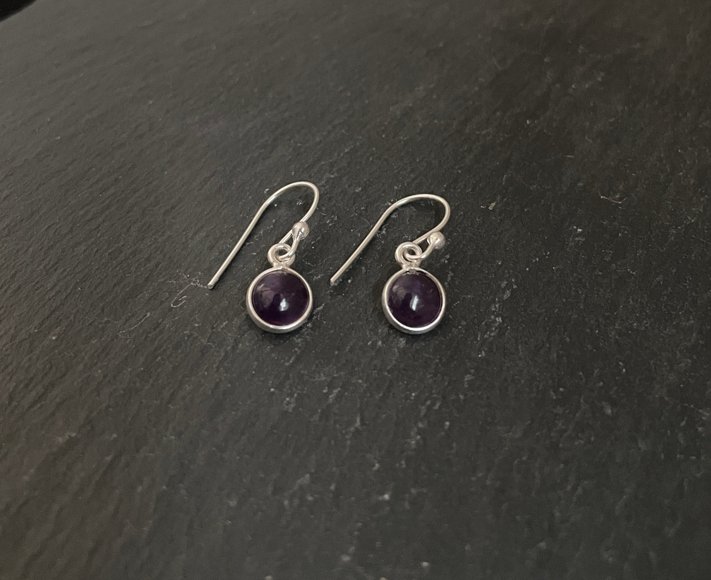 Round Amethyst Earrings image 1